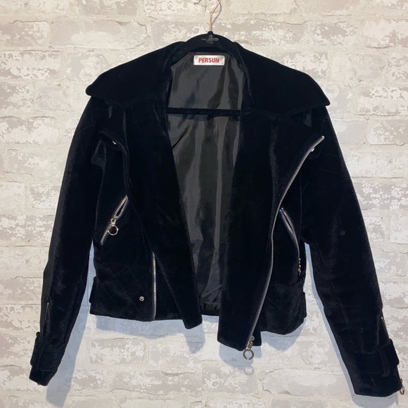 Black Moto Style Jacket - Picture 3 of 7